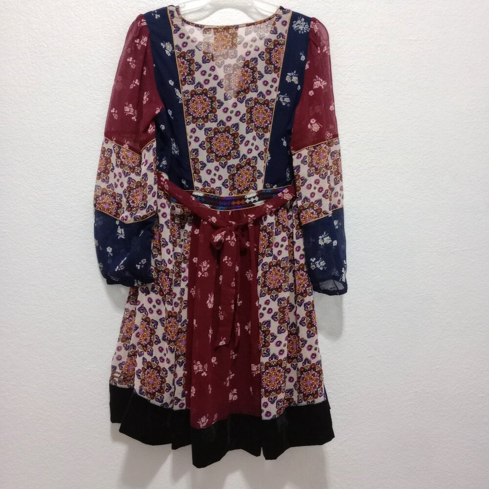 Anthropologie Maeve Quartier Latin Embroidered Patchwork Velvet Floral Dress - Picture 4 of 10